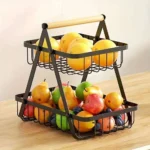 Double-Tier Metal Fruit Stand with a Modern and Elegant Design