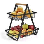 Double-Tier Metal Fruit Stand with a Modern and Elegant Design