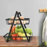 Double-Tier Metal Fruit Stand with a Modern and Elegant Design